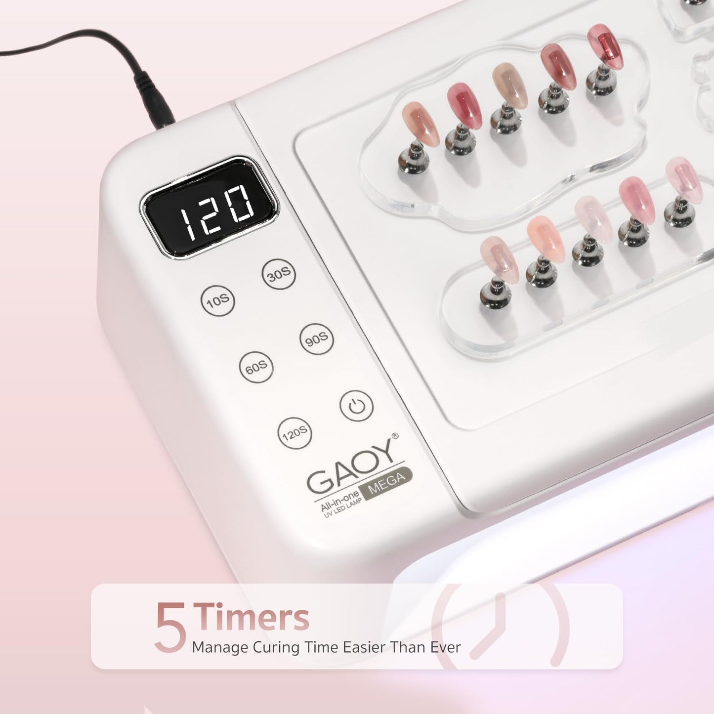 GAOY Professional Nail Curing Lamp - Mega UV LED, Arm Rest & Retractable Tray