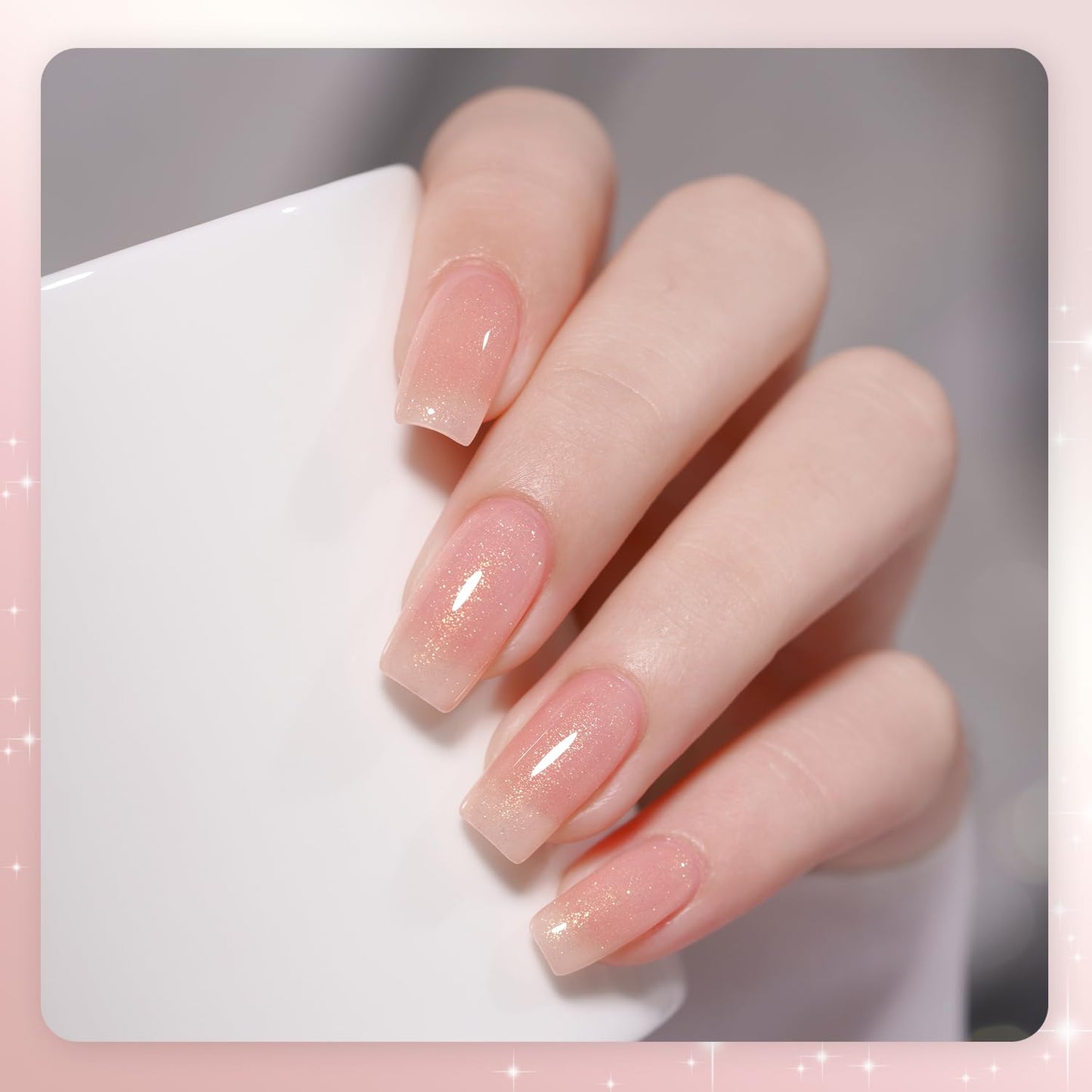 GAOY Nude Jelly Gel Nail Polish Kit – 6 Milky Pink Brown Shimmer Colors for Home Manicures