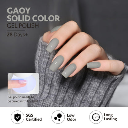 GAOY Gray Gel Nail Polish Set - 6 Nude Brown Beige Colors, UV Light Cure