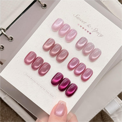 GAOY Pink Cat Eye Gel Nail Polish Set with Magnet – 6 Holographic Colors for Date Night