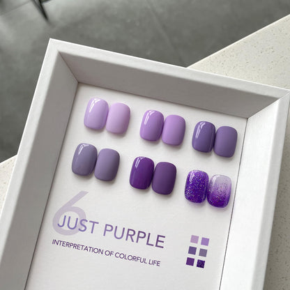 GAOY Purple Gel Nail Polish Set – 6 Glitter Colors, UV Light Cure, DIY Nail Art at Home