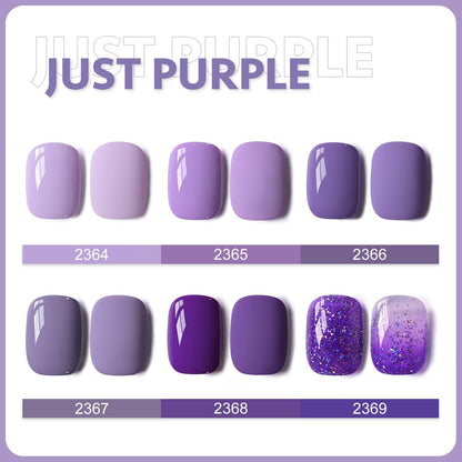 GAOY Purple Gel Nail Polish Set – 6 Glitter Colors, UV Light Cure, DIY Nail Art at Home