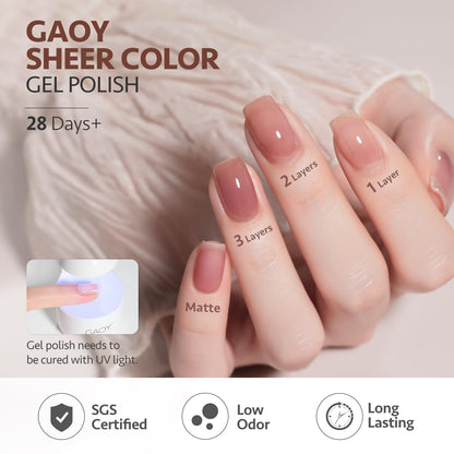 GAOY Rose Brown Jelly Gel Nail Polish Kit – 6 Milky Jelly Colors for At-Home Manicure