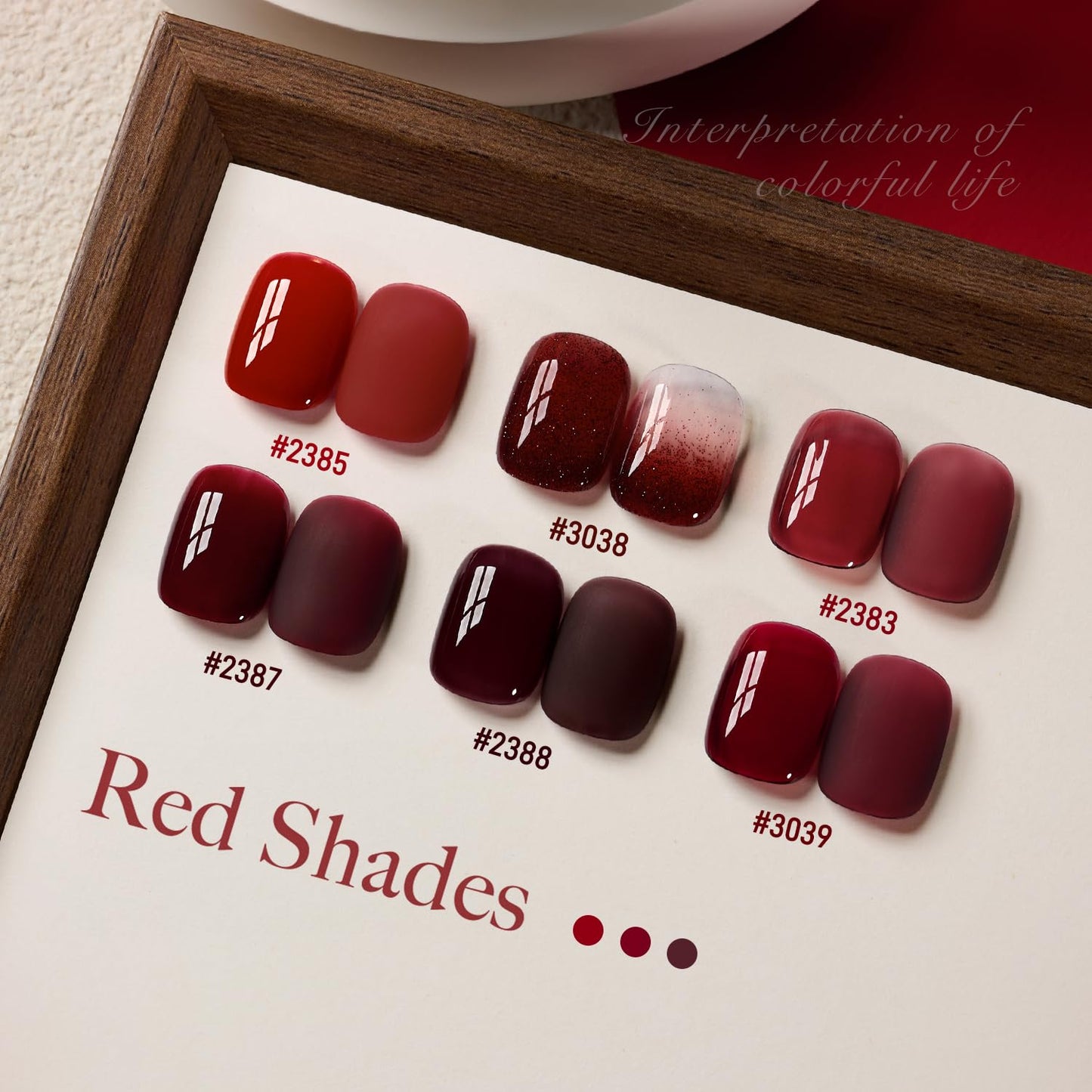 GAOY Red Gel Nail Polish Set — 6 Burgundy Cherry Jelly Glitter Colors, UV Cure Gel for DIY Manicure at Home