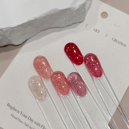GAOY Glitter Red Gel Nail Polish Set – 6 Pink Peach Reflective Sparkle Colors | Soak Off UV Light Cure for At-Home Manicures