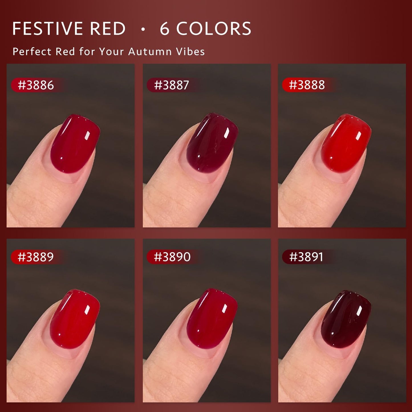 GAOY Festive Red Gel Nail Polish — 6-Color Red Gel Set for DIY Manicure at Home & Salon