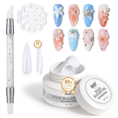 GAOY 60g Solid Builder Gel for Nails — Non-Sticky 3D Nail Art & Extensions