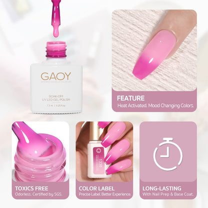 GAOY Color Changing Gel Nail Polish Set – Mood-Changing 6-Color UV Cure