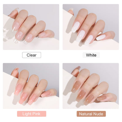 GAOY Poly Nail Extension Gel Kit – 4 Colors + Top & Base Coat, Dual Forms & Tools | All-in-One Builder Gel Set