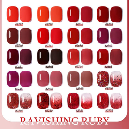 GAOY 23-Pcs Gel Nail Polish Kit – Red Glitter Colors with Glossy & Matte Top Coats