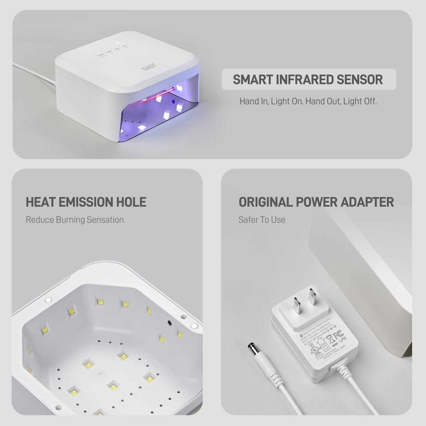 GAOY UV Light for Gel Nails | Fast Curring Nail Lamp with Infrared Sensor & 3 Timers – Salon & Home