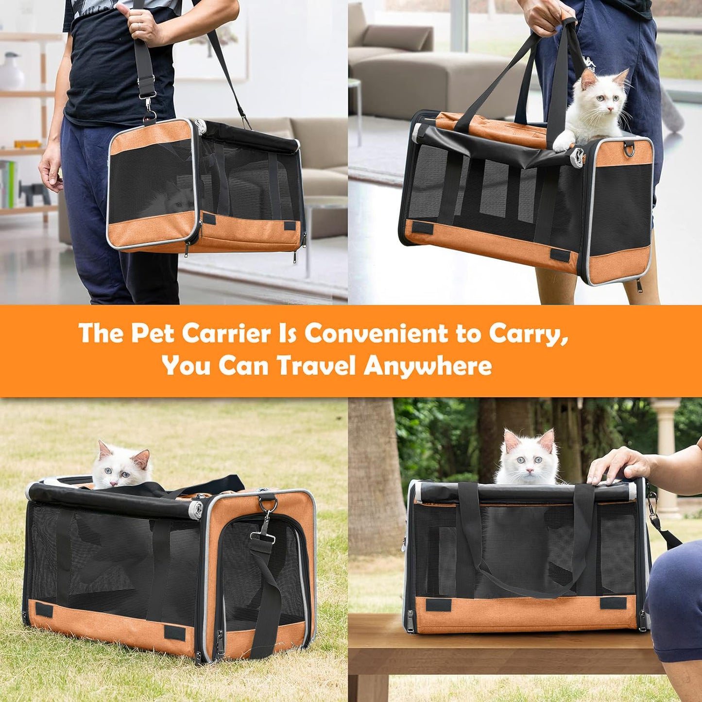 GAPZER Dog Carry Bag — Foldable Soft-Shell Carrier for Small Dogs & Cats (18.1 x 11.8 x 11.8 in, Up to 20 lbs)