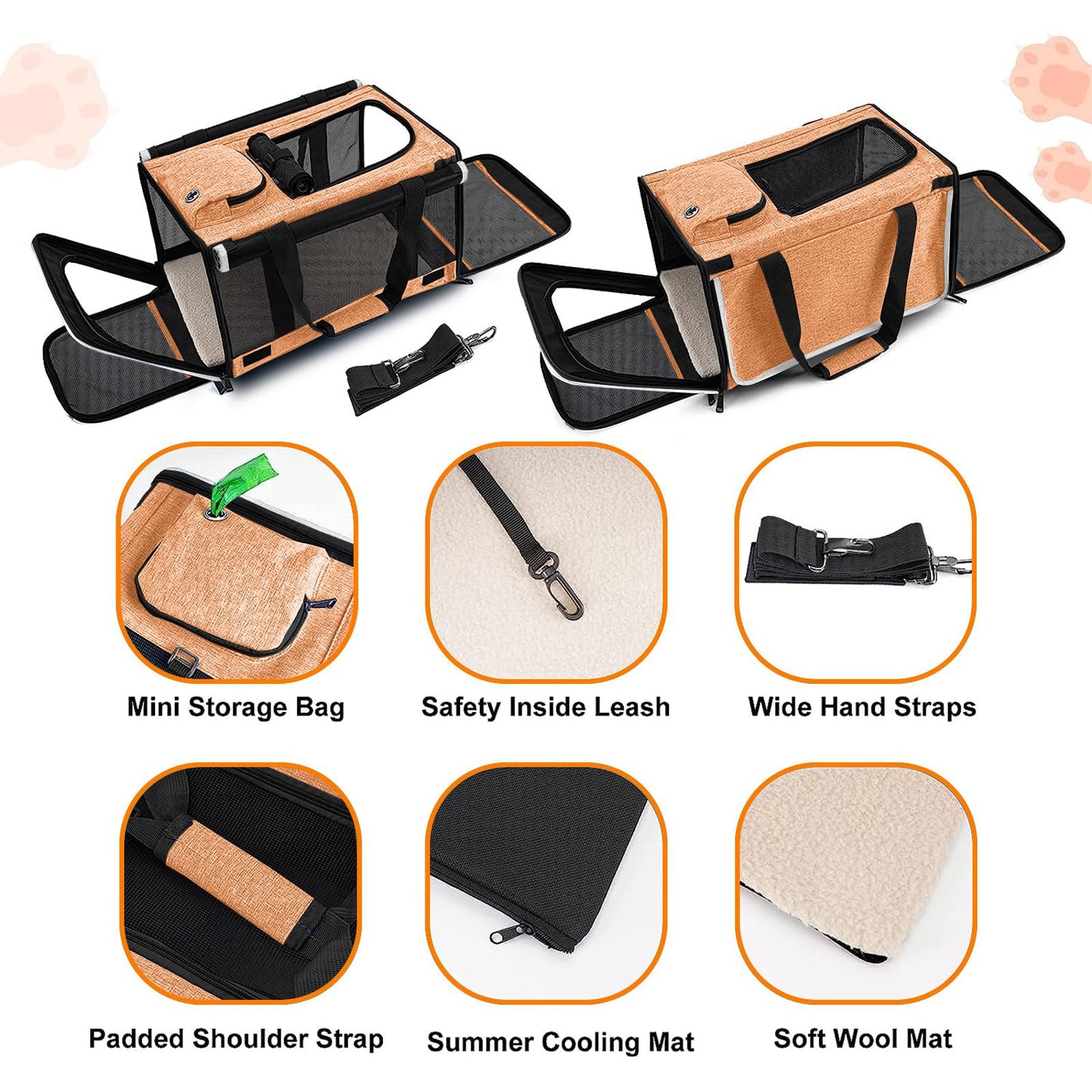 GAPZER Dog Carry Bag — Foldable Soft-Shell Carrier for Small Dogs & Cats (18.1 x 11.8 x 11.8 in, Up to 20 lbs)