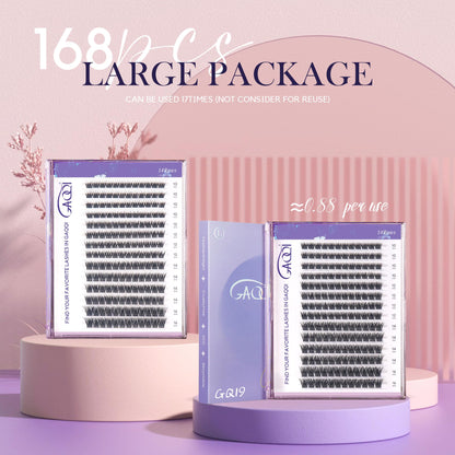 GAQQI Lash Clusters GQ03 C Curl 10mm – 168pcs Wispy Eyelash Extensions