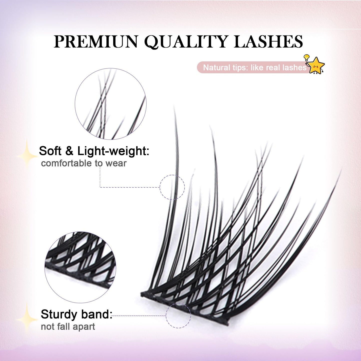 GAQQI Lash Clusters GQ03 C Curl 10mm – 168pcs Wispy Eyelash Extensions