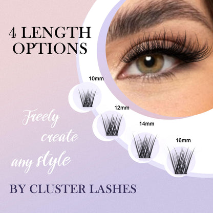 GAQQI Lash Clusters GQ03 – C Curl, 10-16mm, 168Pcs, Wispy Natural Lashes