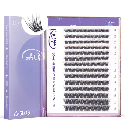 GAQQI Lash Clusters GQ03 – C Curl, 10-16mm, 168Pcs, Wispy Natural Lashes