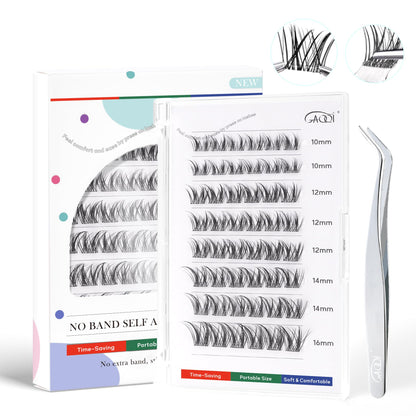 GAQQI Self-Adhesive Eyelashes Clusters 10-16mm | No Band Press-On Lashes
