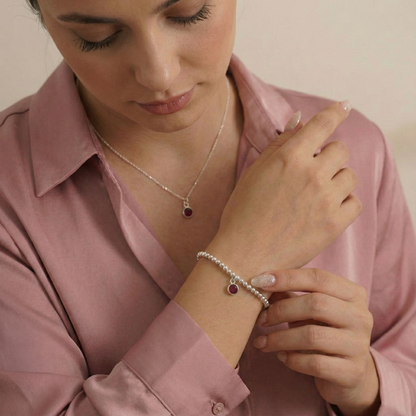 Garnet Jewellery Set | Bracelet & Ring Set