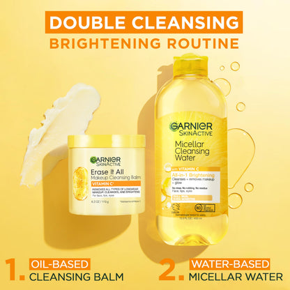 Garnier Erase It All Cleansing Balm with Vitamin C – Makeup Remover & Brightening Cleanser (4.2 oz)
