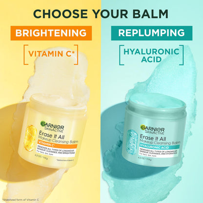 Garnier Erase It All Cleansing Balm with Vitamin C – Makeup Remover & Brightening Cleanser (4.2 oz)