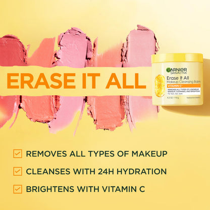 Garnier Erase It All Cleansing Balm with Vitamin C – Makeup Remover & Brightening Cleanser (4.2 oz)