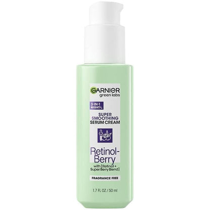 Garnier Green Labs 3-in-1 Super Smoothing Serum Cream – Retinol Berry, 1.7 fl oz