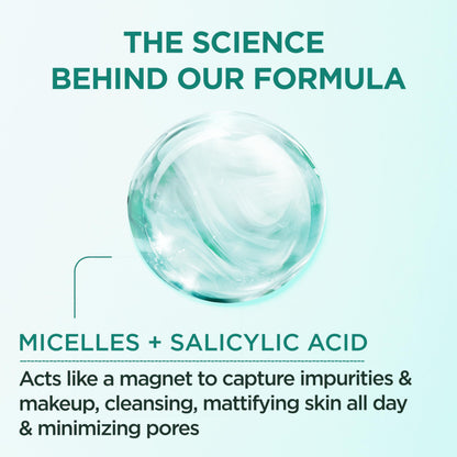 Garnier Micellar Water with Salicylic Acid – All-in-1 Mattifying Cleanser & Makeup Remover (Pack of 2)