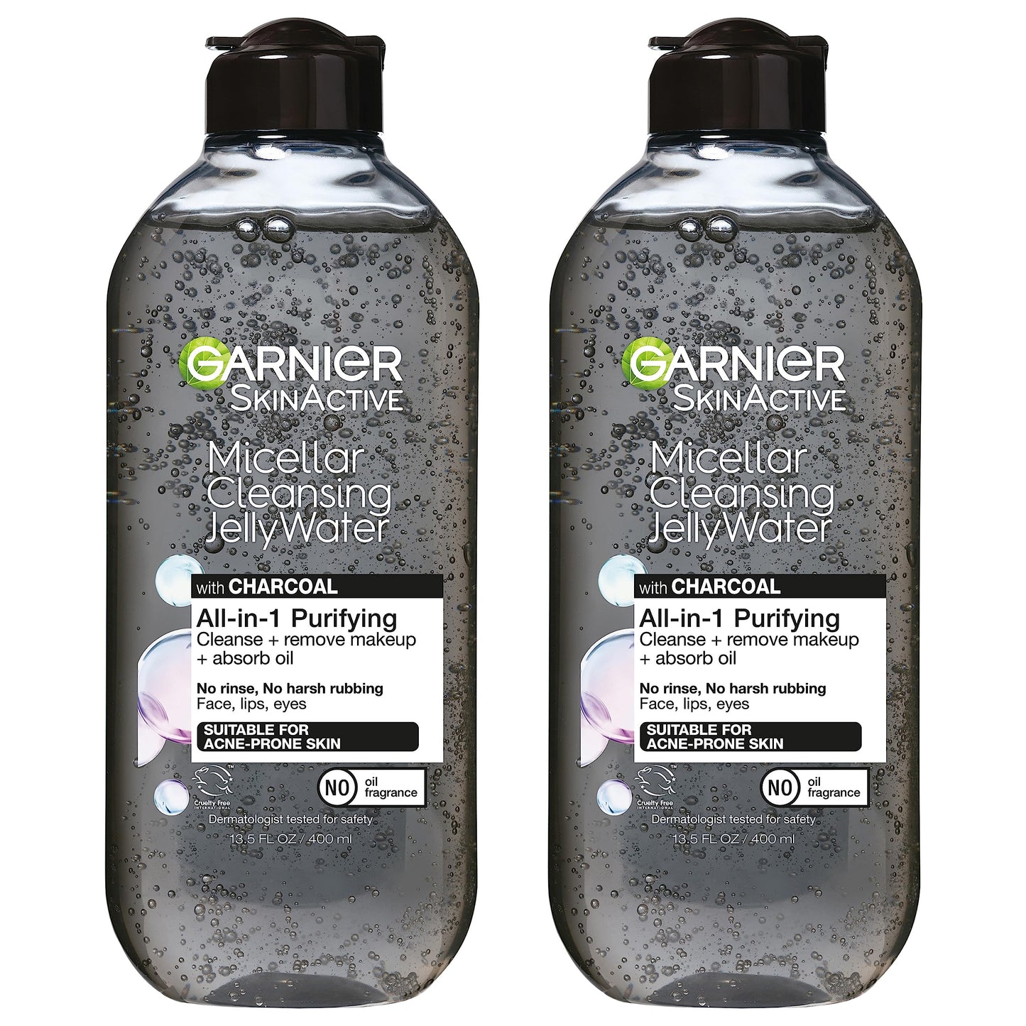 Garnier SkinActive Micellar Cleansing Jelly Water with Charcoal — All-in-One Purifying Cleanser (2 Pack)