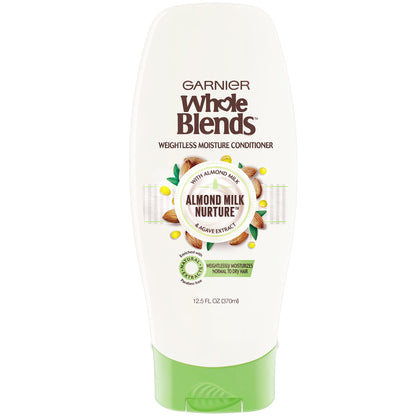 Garnier Whole Blends Nurturing Almond Milk and Agave Extract Conditioner – Weightless Moisture for Normal to Dry Hair | Paraben Free | 12.5 fl oz