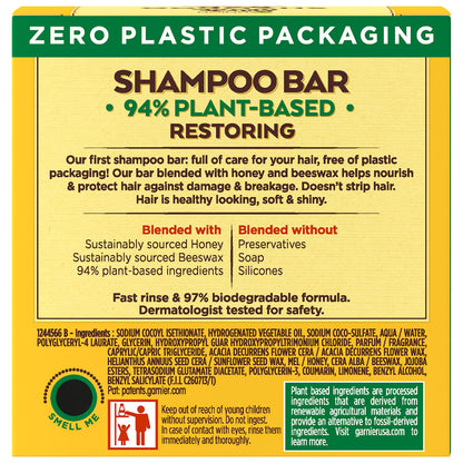 Garnier Whole Blends Restoring Honey Treasures Shampoo Bar – Dry & Damaged Hair, 2 oz (Packaging May Vary)