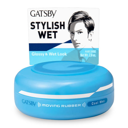 Gatsby Moving Rubber Cool Wet Hair Wax – 80g / 2.8oz | Paraben-Free, Made in Japan