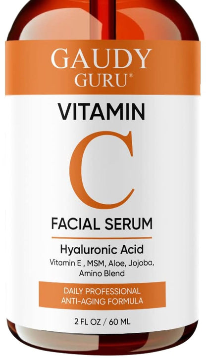 Gaudy Guru 100% Pure Vitamin C Serum for Face – Anti-Aging with Hyaluronic Acid