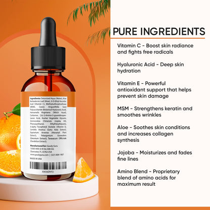 Gaudy Guru 100% Pure Vitamin C Serum for Face – Anti-Aging with Hyaluronic Acid