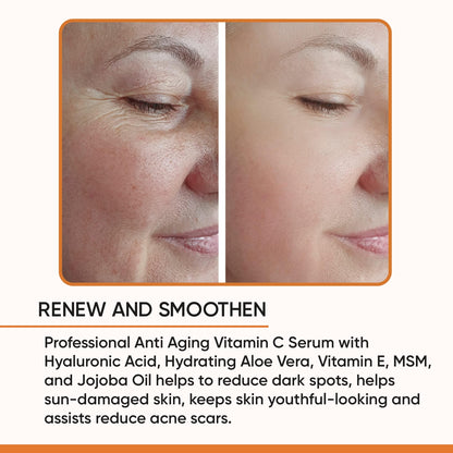 Gaudy Guru 100% Pure Vitamin C Serum for Face – Anti-Aging with Hyaluronic Acid