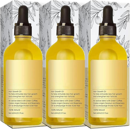 Gaukomzs 3-Pack Natural Rosemary Hair Oil for Growth, Nourishment & Thickness