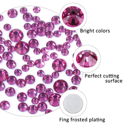 GAVIYE 3792 Pcs Fuchsia Crystal Flatback Rhinestones Set with Tweezers & Picking Pen | Nails, Crafts & Tumblers