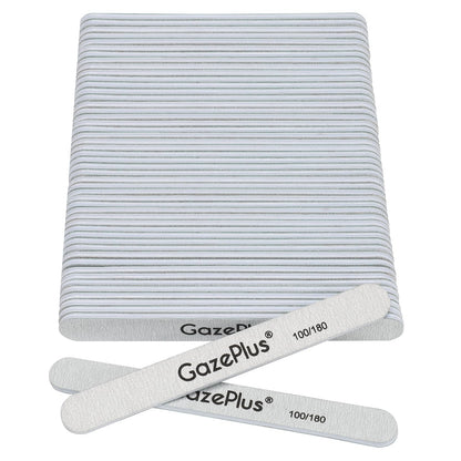GAZEPPLUS Nail Files 50-Pack 7-Inch Long, 100/180 Grit – Zebra | For Acrylic & Natural Nails