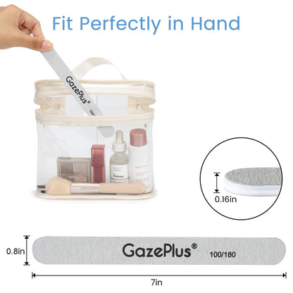 GAZEPPLUS Nail Files 50-Pack 7-Inch Long, 100/180 Grit – Zebra | For Acrylic & Natural Nails