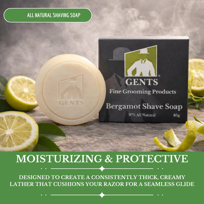 GBS Men's Shaving Soap 97% Natural with Shea Butter & Glycerin — Bergamot 3-Pack