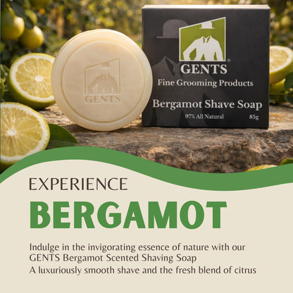 GBS Men's Shaving Soap 97% Natural with Shea Butter & Glycerin — Bergamot 3-Pack