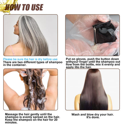 GDRFNP Hair Dye Shampoo 3 in 1 – Grey Coverage, Dark Brown, 16.9 fl oz