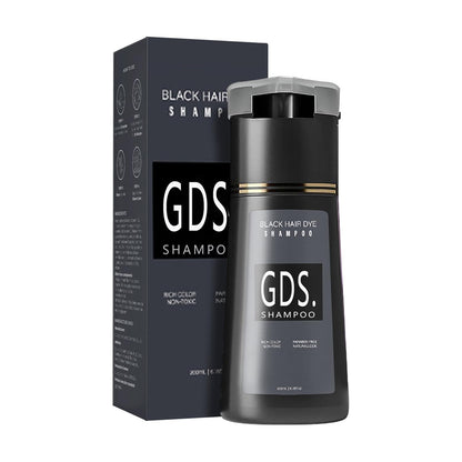 GDS Shampoo Black 4-in-1 Hair Dye Shampoo for Gray Coverage – Instant, Long-Lasting Color (6.76 fl oz)