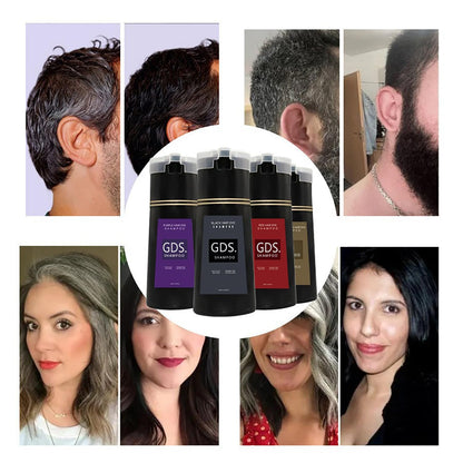 GDS Shampoo Black 4-in-1 Hair Dye Shampoo for Gray Coverage – Instant, Long-Lasting Color (6.76 fl oz)