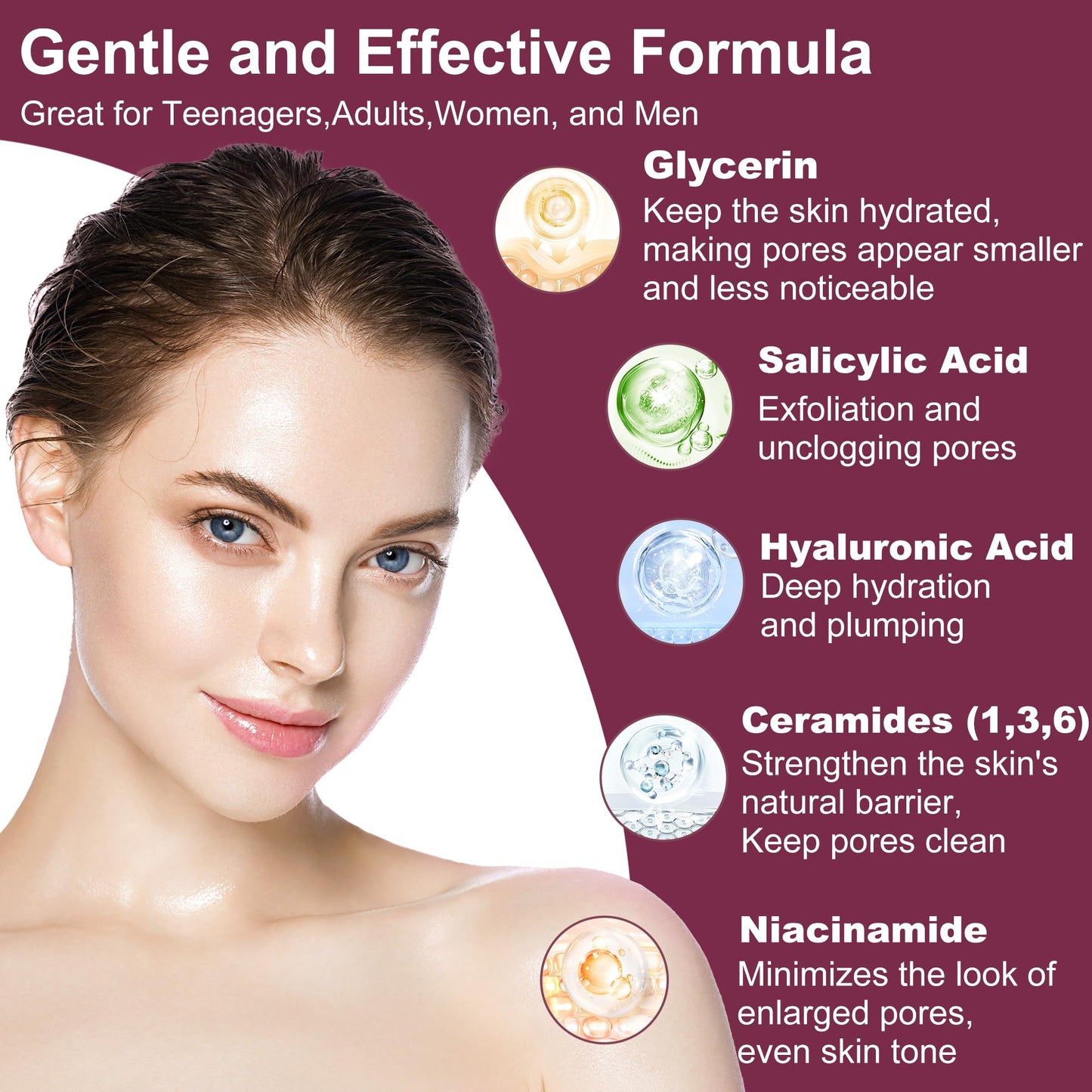 GEBEATY 6-Piece Skin Care Set for Teens & Women | Pore-Minimizing Glow