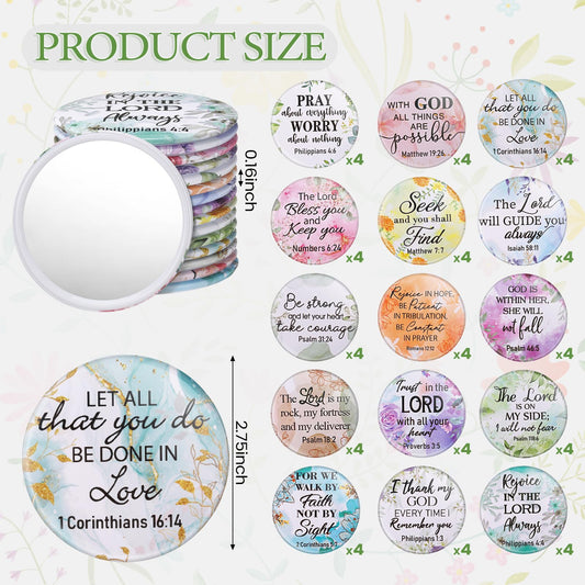 Geelin 60 Pcs Christmas Bible Verse Compact Mirrors – Bulk Gift Set for Women