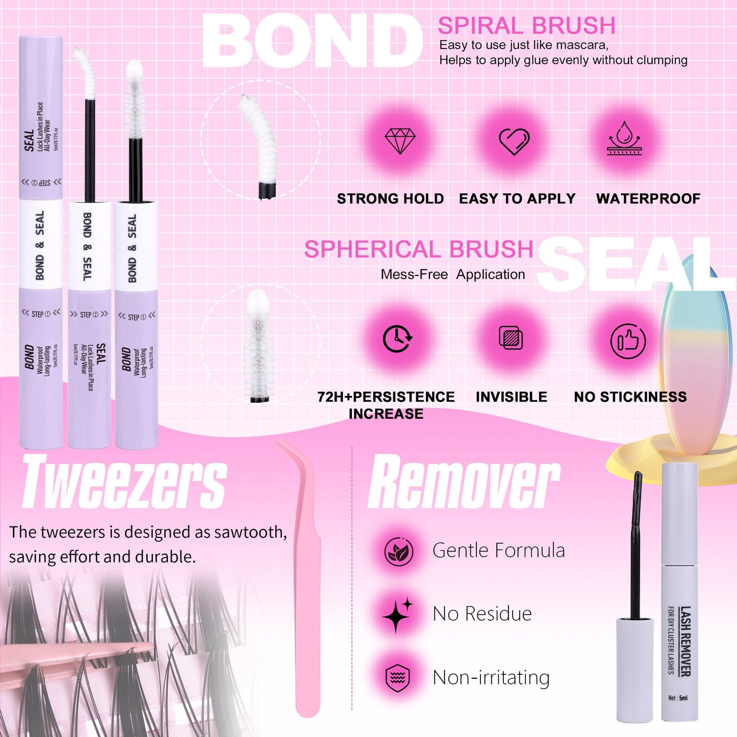 Geeneiya Manga Lashes Clusters Kit – DIY Lash Extensions (8–18mm) with Waterproof Bond & Seal