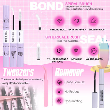 Geeneiya Manga Lashes Clusters Kit – DIY Lash Extensions (8–18mm) with Waterproof Bond & Seal