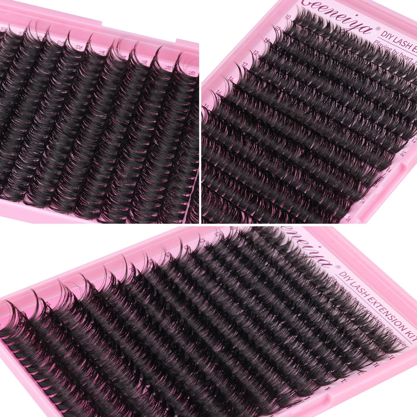 Geeneiya Full Lash Extension Kit 10-18MM Volume Lashes with Bond & Seal, Tweezers