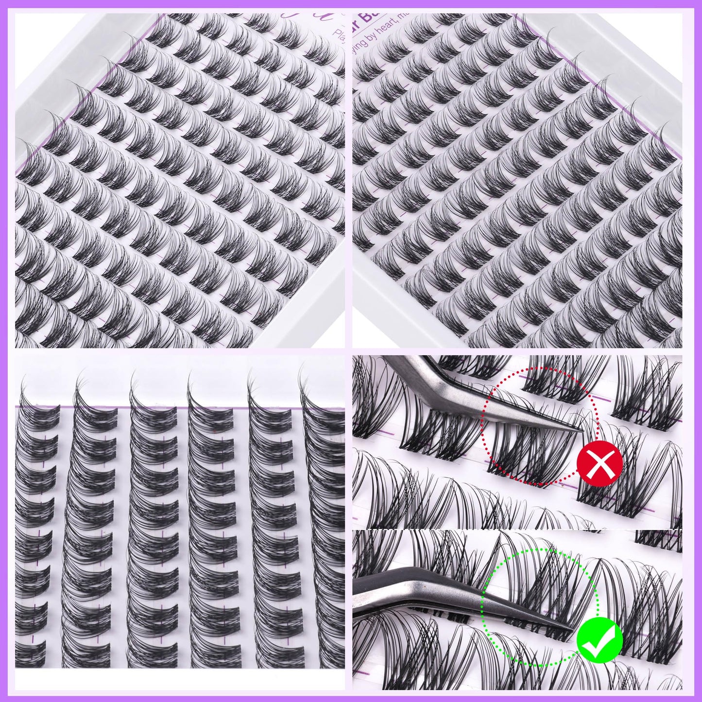 Geeneiya Clear Band Lash Clusters Kit – Wispy 10–16mm CC Curl, DIY Lash Extensions